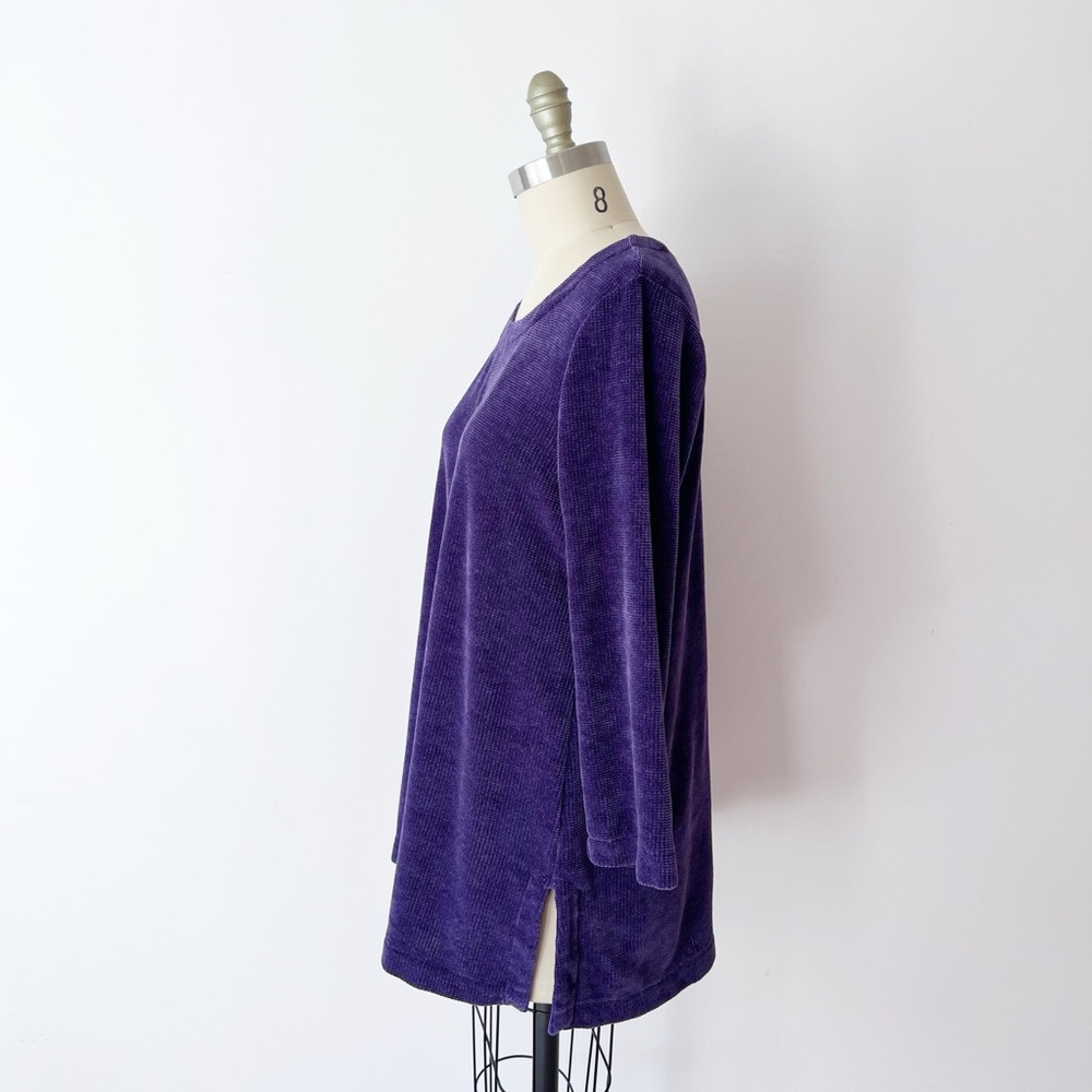 J. Jill Wearever Tunic Purple Textured Chenille Knit‎ 3/4 Sleeve Scoop Neck M - Picture 2 of 7